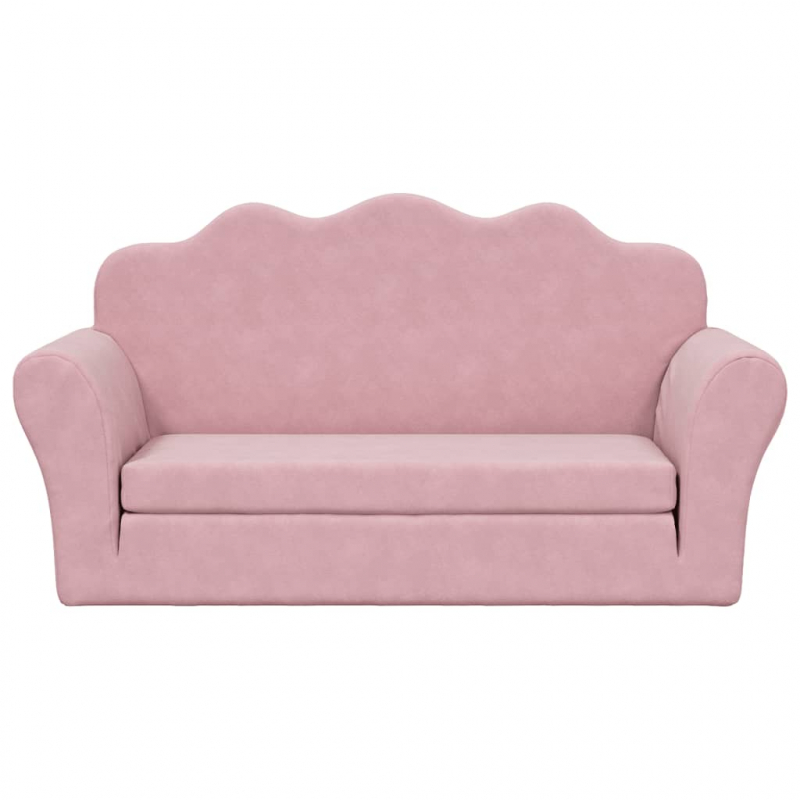 Kinder-Schlafsofa 2-Sitzer Rosa Weicher Plüsch