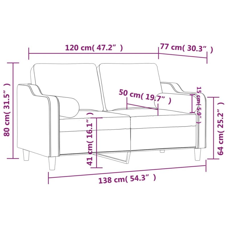 2-Sitzer-Sofa mit Zierkissen Dunkelgrau 120 cm Stoff