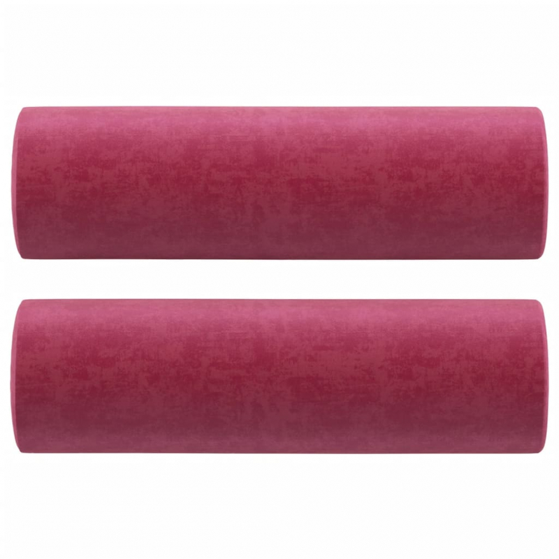 2-Sitzer-Sofa mit Zierkissen Weinrot 120 cm Samt