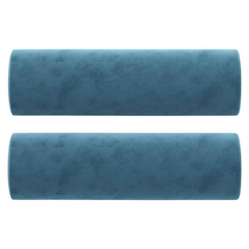 2-Sitzer-Sofa mit Zierkissen Blau 120 cm Samt
