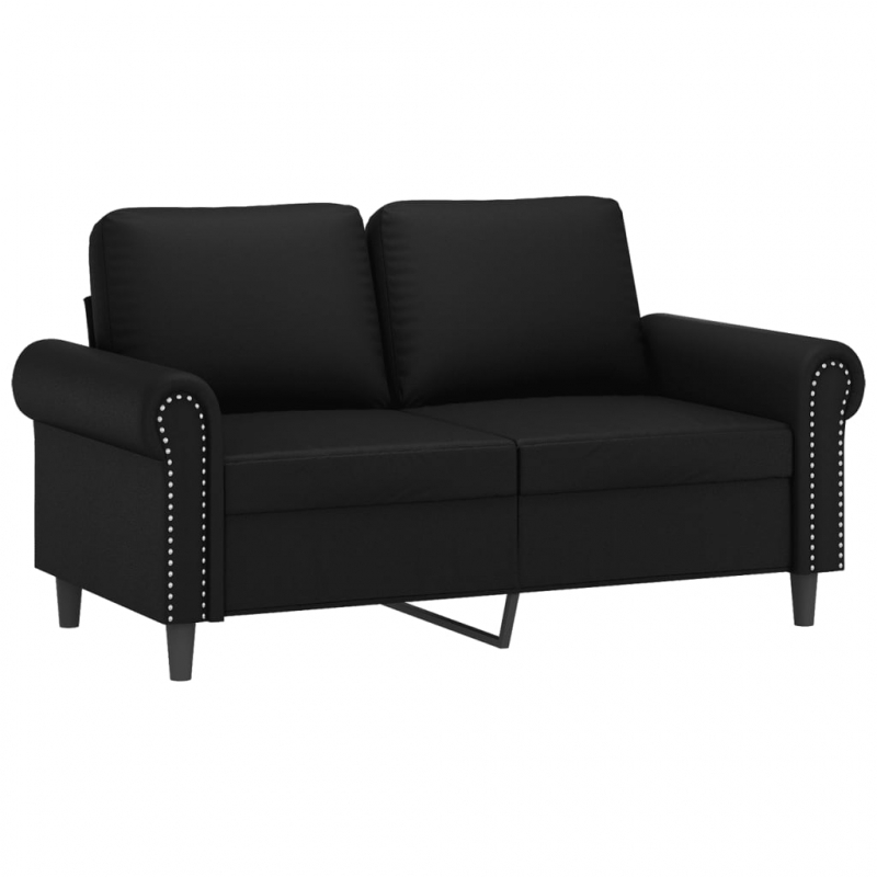 2-Sitzer-Sofa mit Zierkissen Schwarz 120 cm Kunstleder