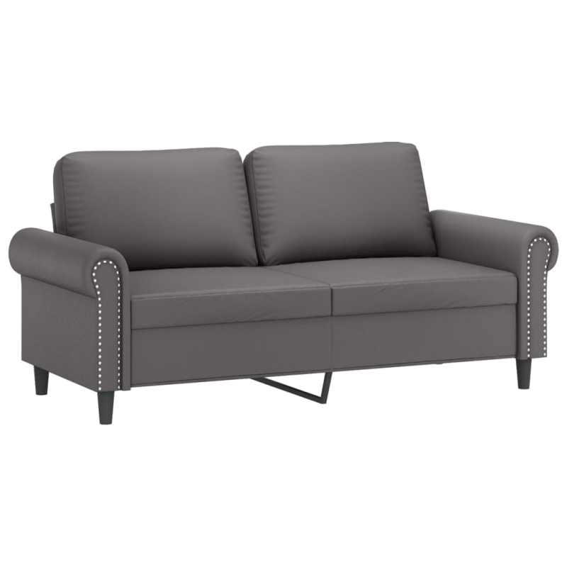 2-Sitzer-Sofa mit Zierkissen Grau 140 cm Kunstleder
