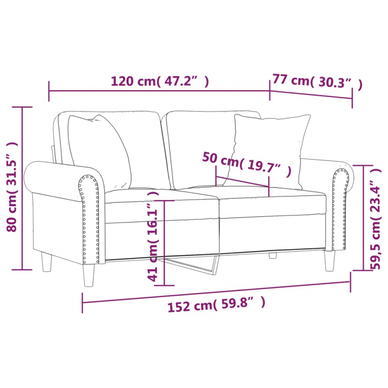 2-Sitzer-Sofa mit Zierkissen Dunkelgrau 120 cm Samt