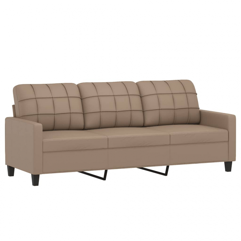 3-Sitzer-Sofa mit Hocker Cappuccino-Braun 180 cm Kunstleder