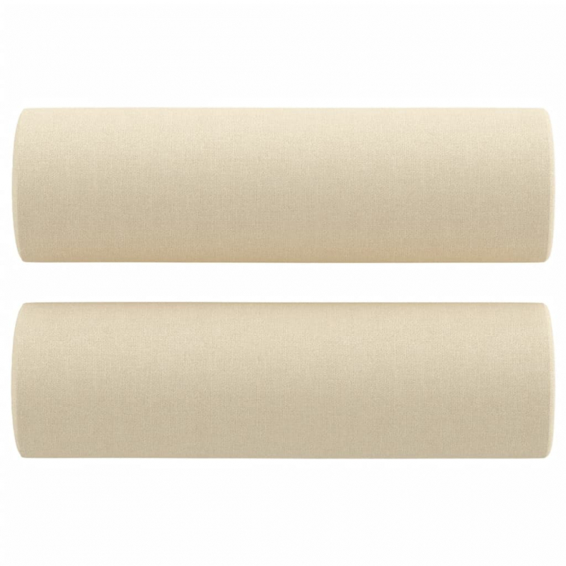 2-tlg. Sofagarnitur mit Kissen Creme Stoff