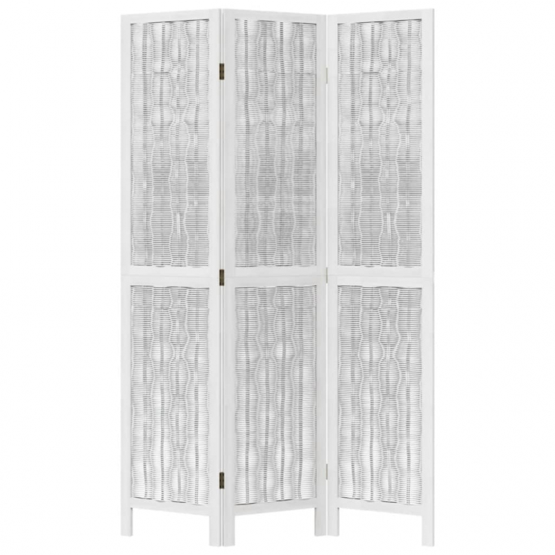 3-tlg. Raumteiler Weiß Massivholz Paulownia