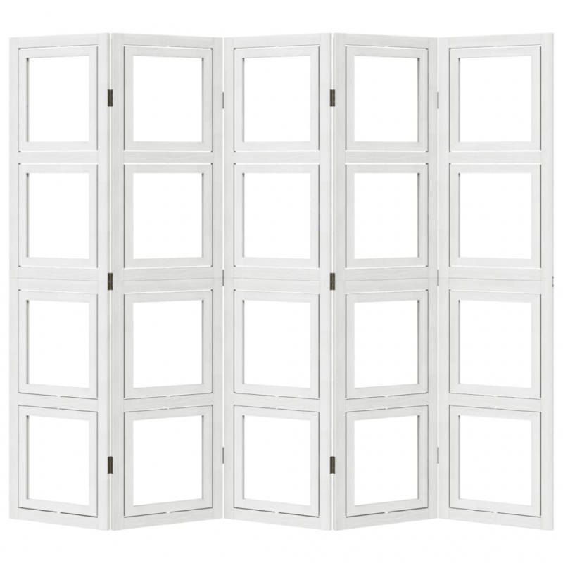 5-tlg. Raumteiler Weiß Massivholz Paulownia