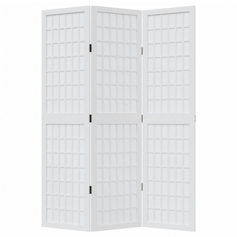 3-tlg. Raumteiler Weiß Massivholz Paulownia