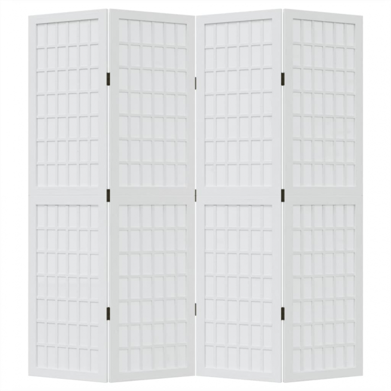 4-tlg. Raumteiler Weiß Massivholz Paulownia