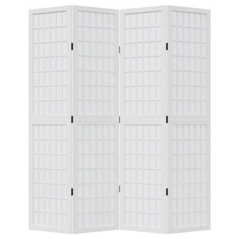 4-tlg. Raumteiler Weiß Massivholz Paulownia