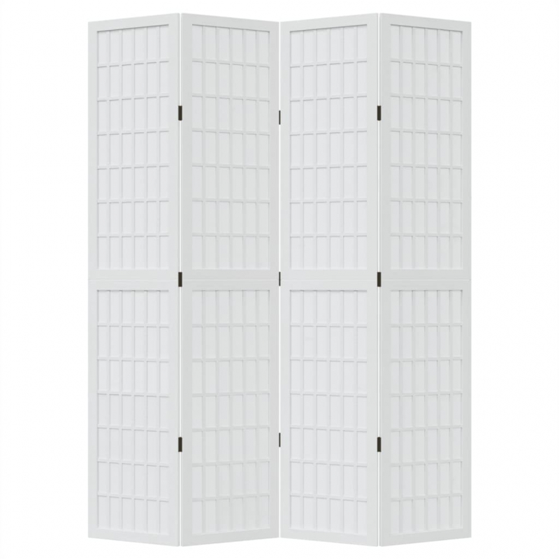 4-tlg. Raumteiler Weiß Massivholz Paulownia