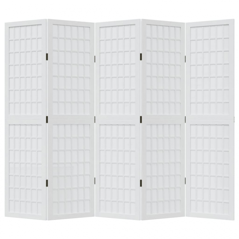 5-tlg. Raumteiler Weiß Massivholz Paulownia