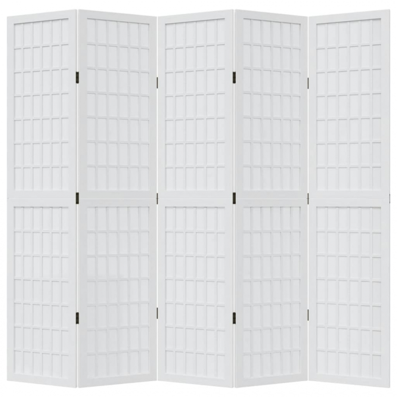 5-tlg. Raumteiler Weiß Massivholz Paulownia