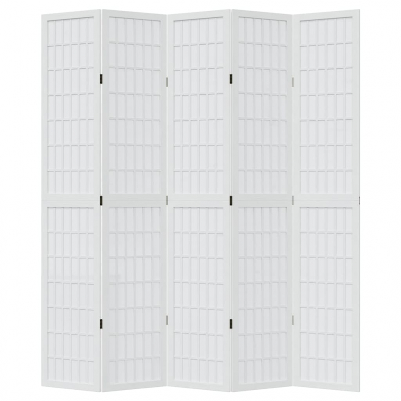 5-tlg. Raumteiler Weiß Massivholz Paulownia