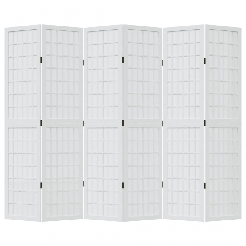 6-tlg. Raumteiler Weiß Massivholz Paulownia