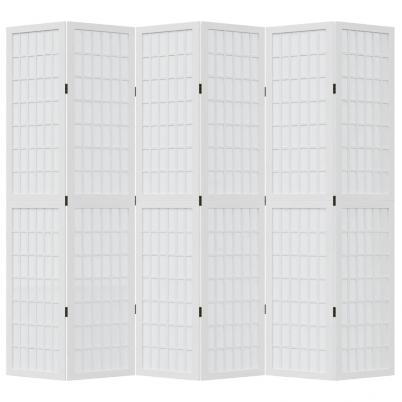 6-tlg. Raumteiler Weiß Massivholz Paulownia