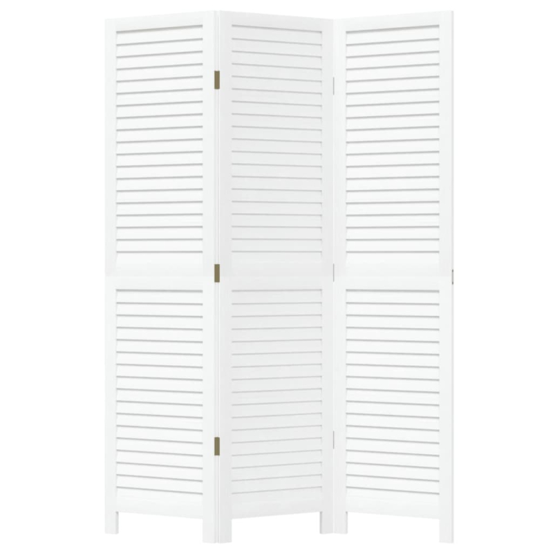 3-tlg. Raumteiler Weiß Massivholz Paulownia