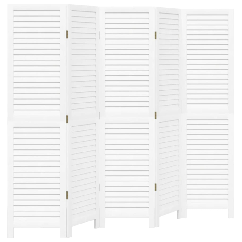 5-tlg. Raumteiler Weiß Massivholz Paulownia