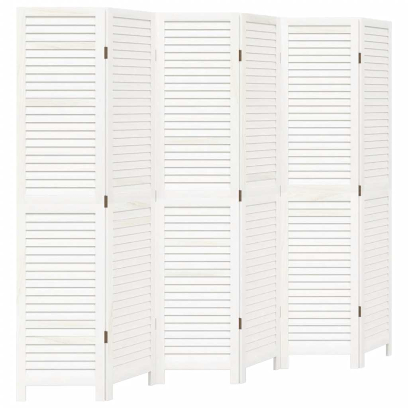 6-tlg. Raumteiler Weiß Massivholz Paulownia