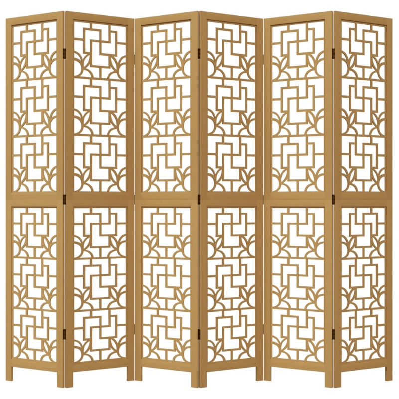 6-tlg. Raumteiler Braun Massivholz Paulownia