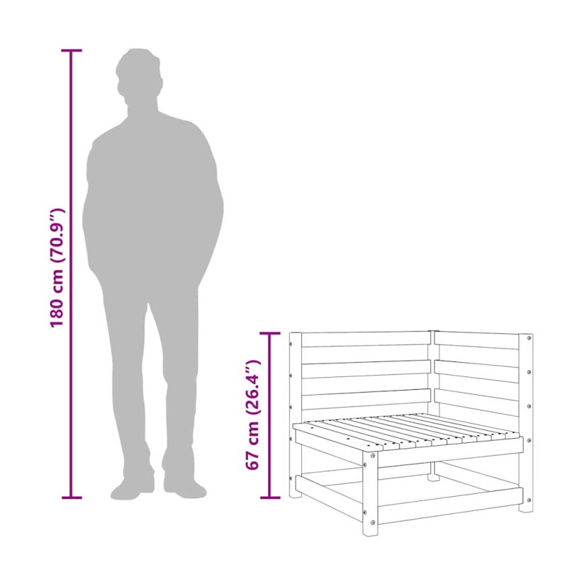 Garten-Ecksofas 2 Stk. Wachsbraun 70x70x67 cm Massivholz Kiefer
