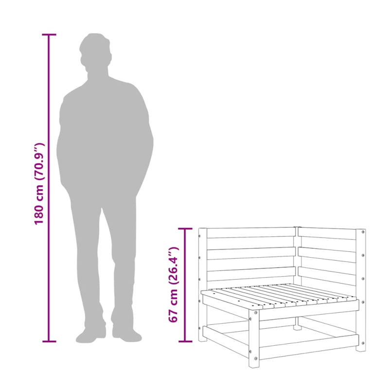 Garten-Ecksofas 2 Stk. 70x70x67 cm Kiefernholz Imprägniert