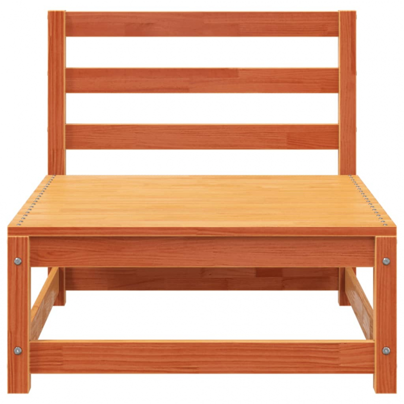 Gartensofa ohne Armlehnen mit Fußhocker Wachsbraun Kiefernholz