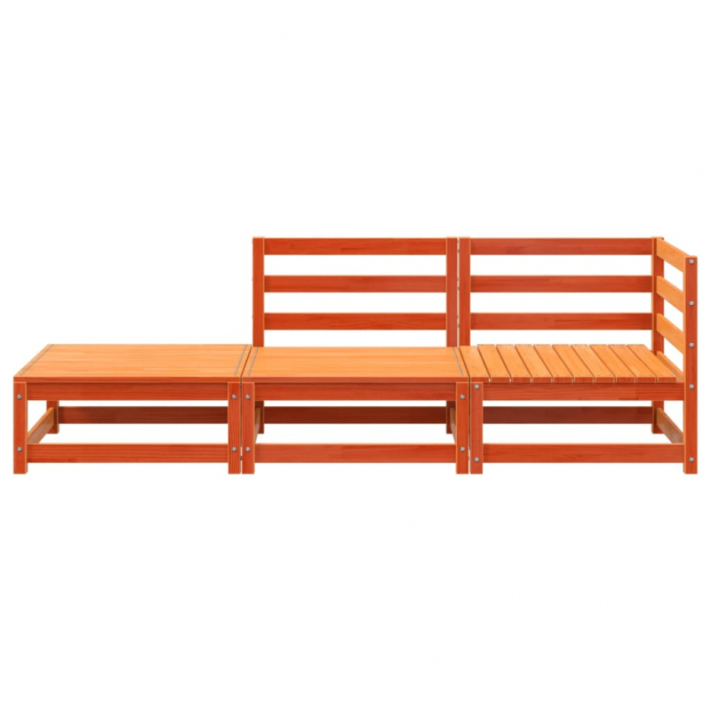 Gartensofa mit Fußhocker 2-Sitzer Wachsbraun Massivholz Kiefer