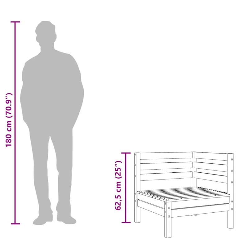 Garten-Ecksofas 2 Stk. Wachsbraun Massivholz Kiefer