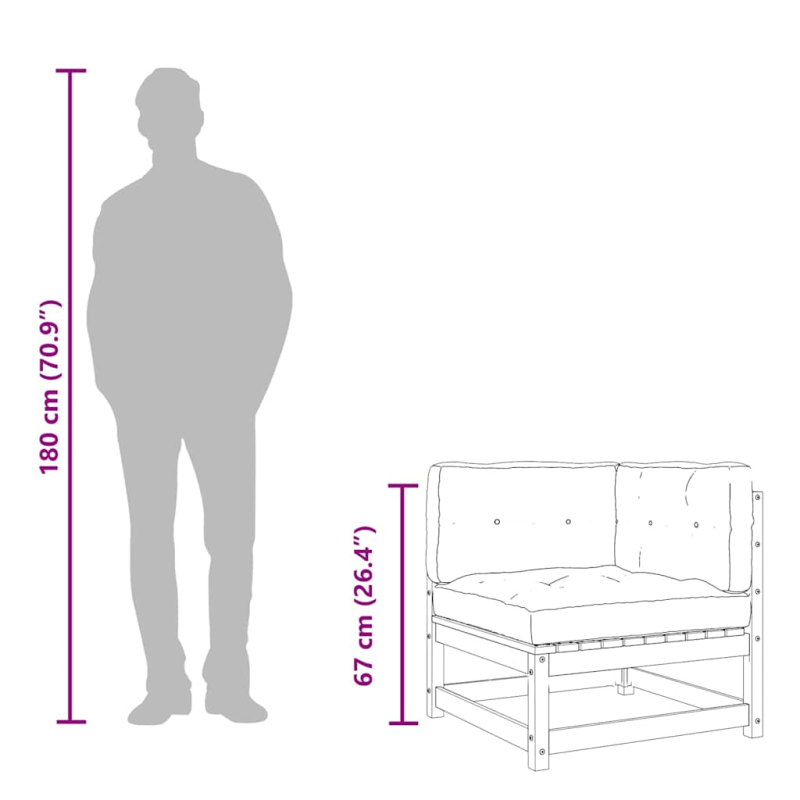 Garten-Ecksofa mit Kissen Massivholz Kiefer