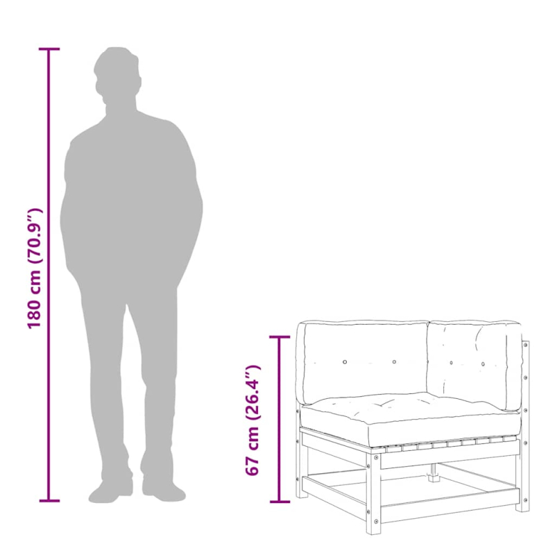 Garten-Ecksofa mit Kissen Massivholz Kiefer