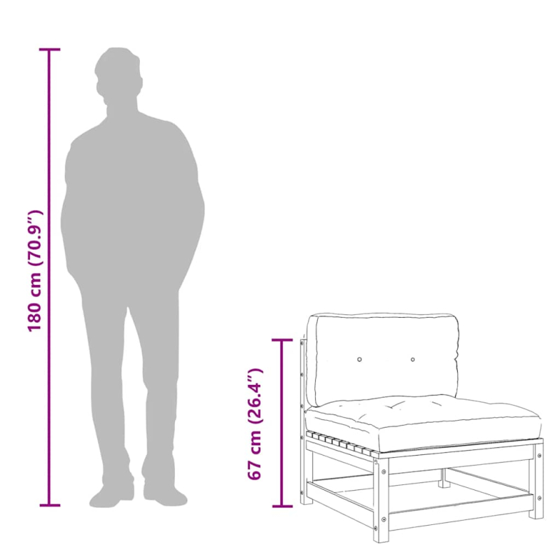 Gartensofa ohne Armlehnen mit Kissen Massivholz Kiefer