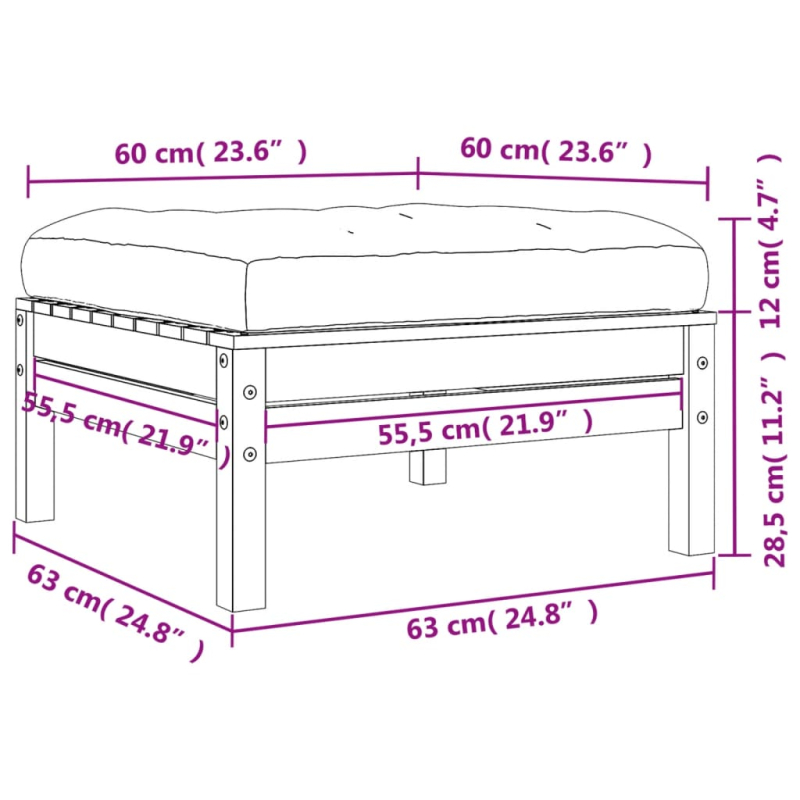 Gartenhocker mit Kissen Kiefernholz Imprägniert