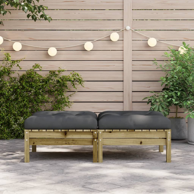 Gartenhocker mit Kissen 2 Stk. Kiefernholz Imprägniert