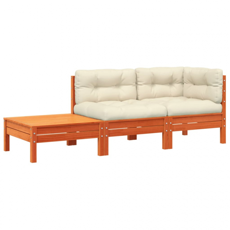 Gartensofa mit Kissen und Fußhocker Massivholz Kiefer