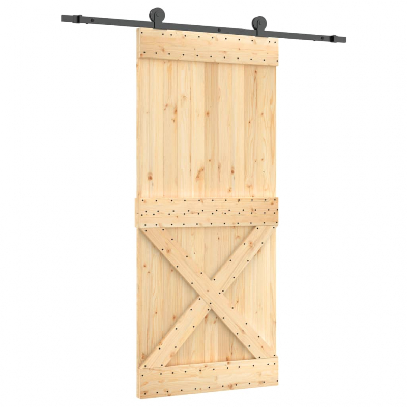 Schiebetür mit Beschlag 90x210 cm Massivholz Kiefer