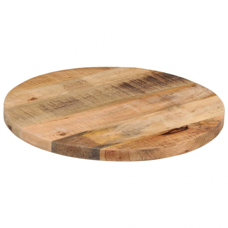 Tischplatte Ø 60x3,8 cm Rund Raues Massives Mangoholz