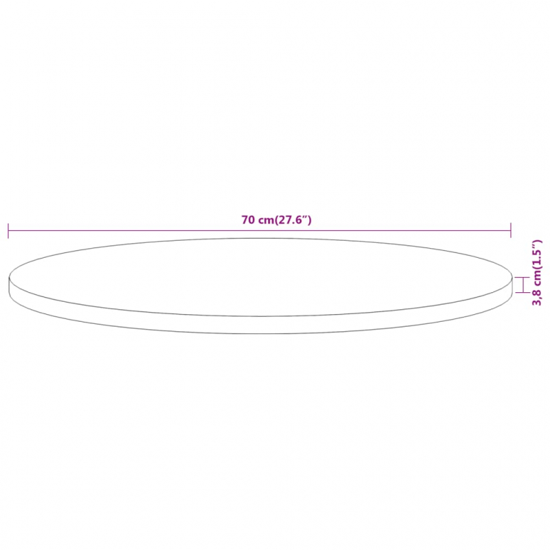 Tischplatte Ø70x3,8 cm Rund Massivholz Akazie