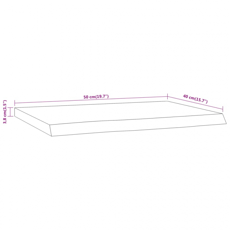 Wandregal 50x40x3,8 cm Rechteckig Massivholz Akazie Baumkante