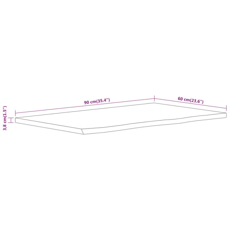Waschtischplatte 90x60x3,8 cm Rechteckig Massivholz Akazie