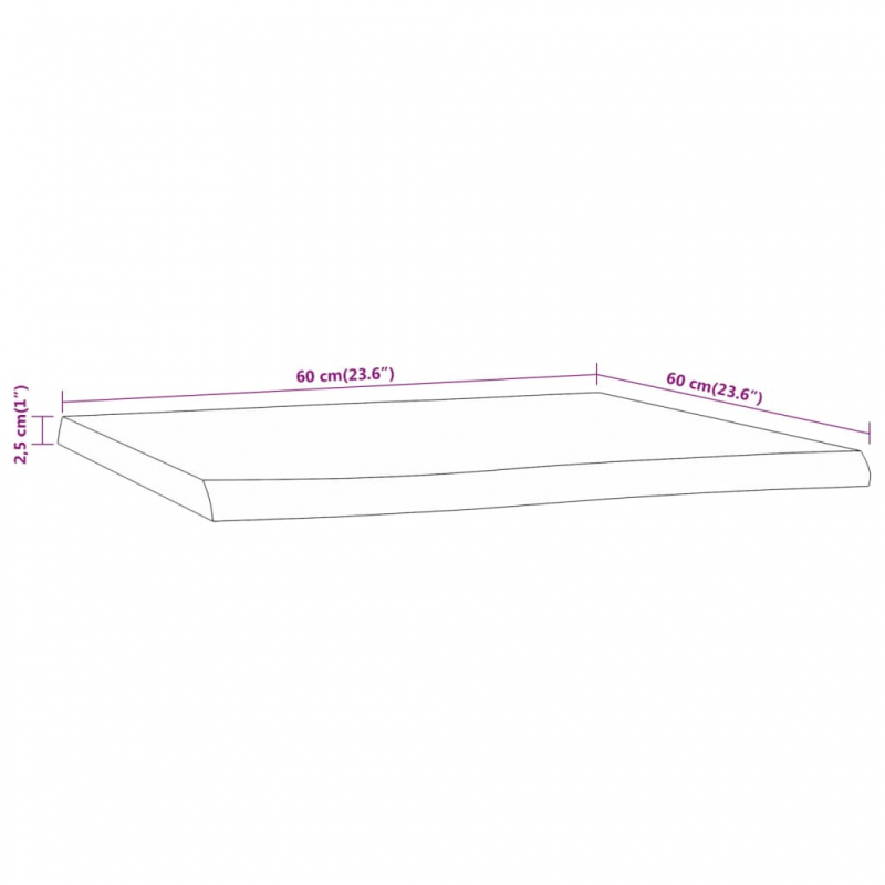 Tischplatte 60x60x2,5 cm Quadratisch Akazienholz Naturkante