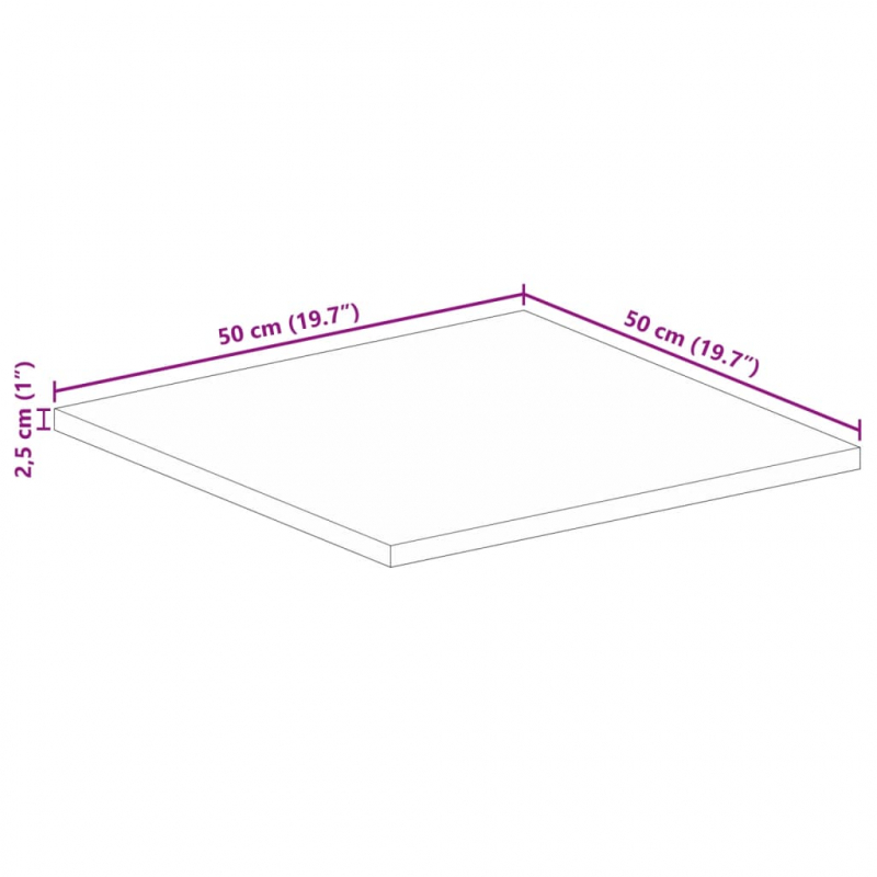 Tischplatte 50x50x2,5 cm Quadratisch Altholz Massiv