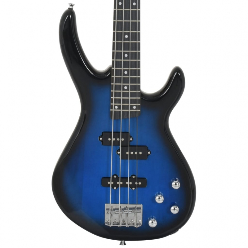 E-Bass für Anfänger mit Tasche Blau und Schwarz 4/4 46