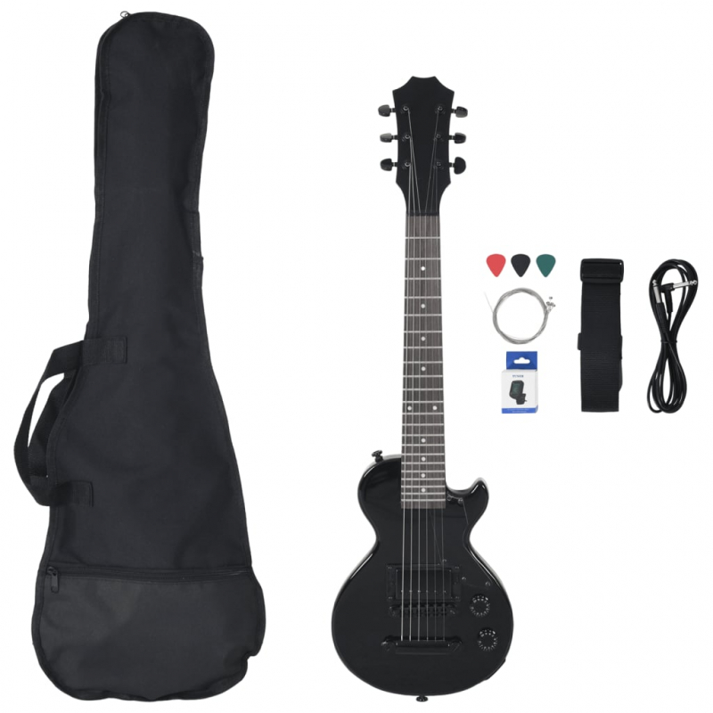 E-Gitarre für Kinder mit Tasche Schwarz 3/4 30