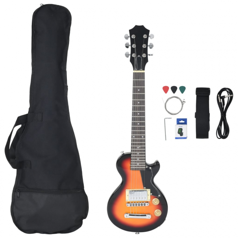 E-Gitarre für Kinder mit Tasche Braun und Schwarz 3/4 30