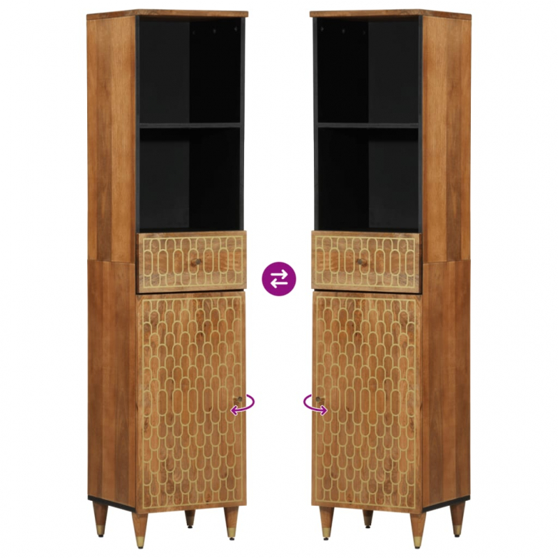 Badschrank 38x33x160 cm Massivholz Mango