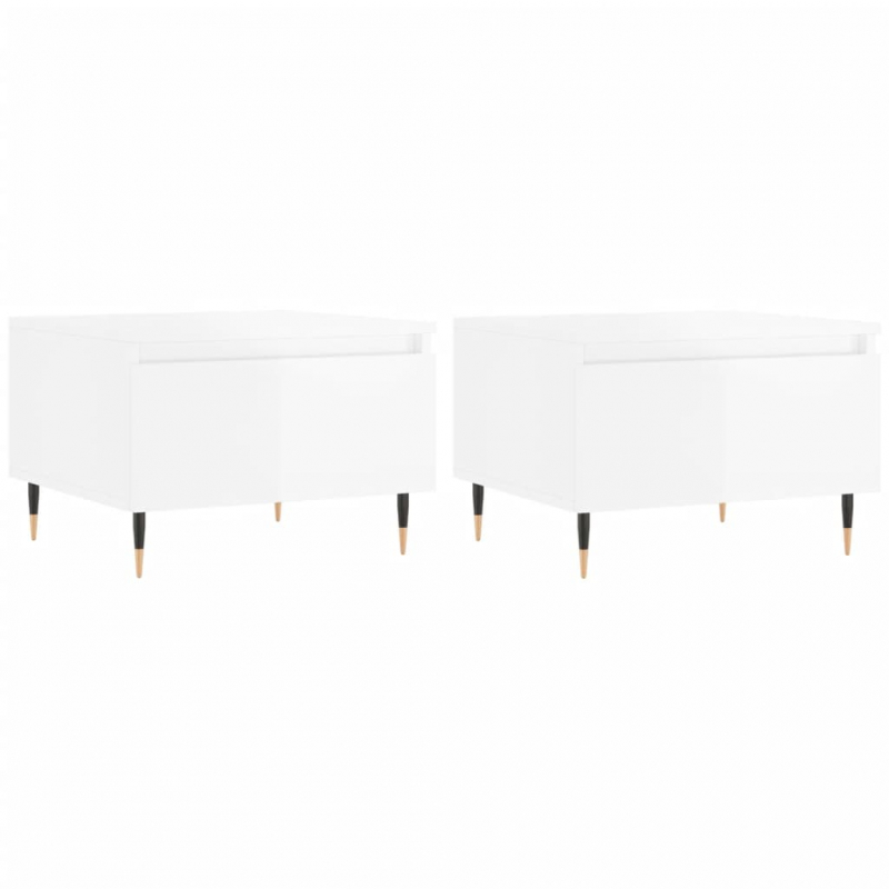 Couchtische 2 Stk. Hochglanz-Weiß 50x46x35 cm Holzwerkstoff