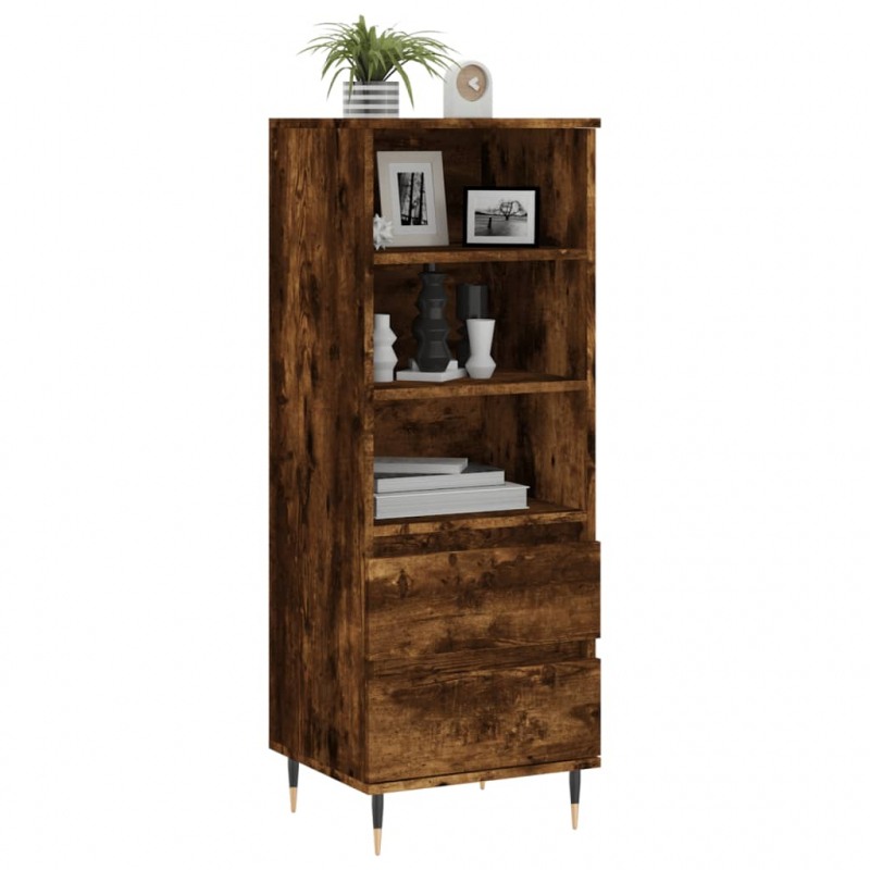 Highboard Räuchereiche 40x36x110 cm Holzwerkstoff