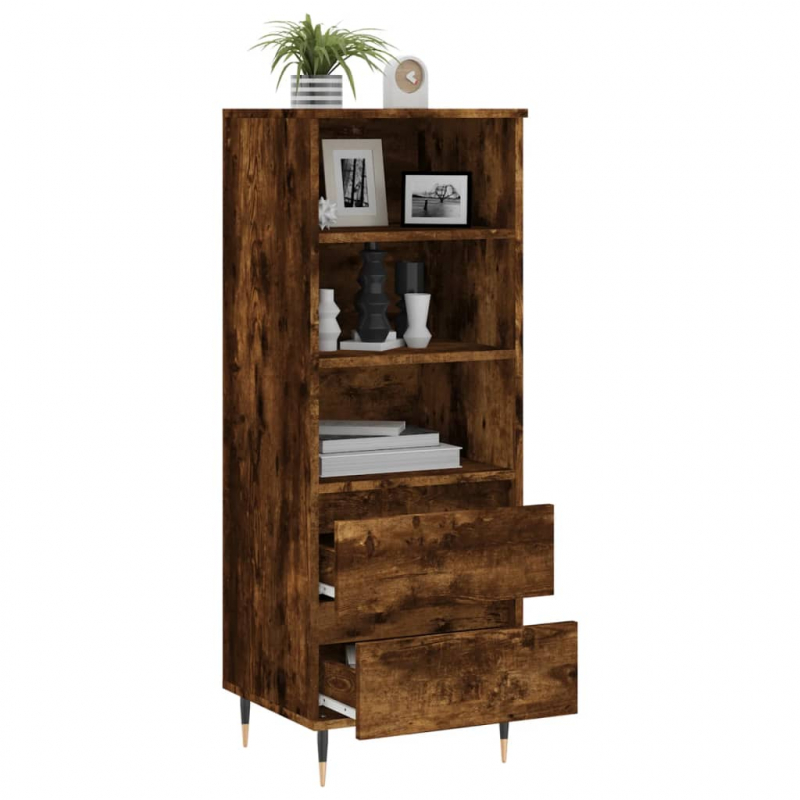 Highboard Räuchereiche 40x36x110 cm Holzwerkstoff