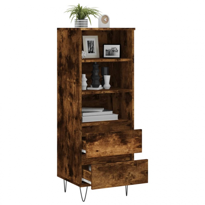 Highboard Räuchereiche 40x36x110 cm Holzwerkstoff